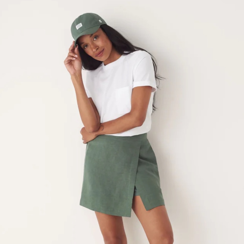 Frank & Oak Wrap Mini Skirt in Laurel Green